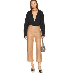 BLANKNYC Faux Leather Pant‎ Caramel Toffee Revolve Cropped Straight Leg Size 27